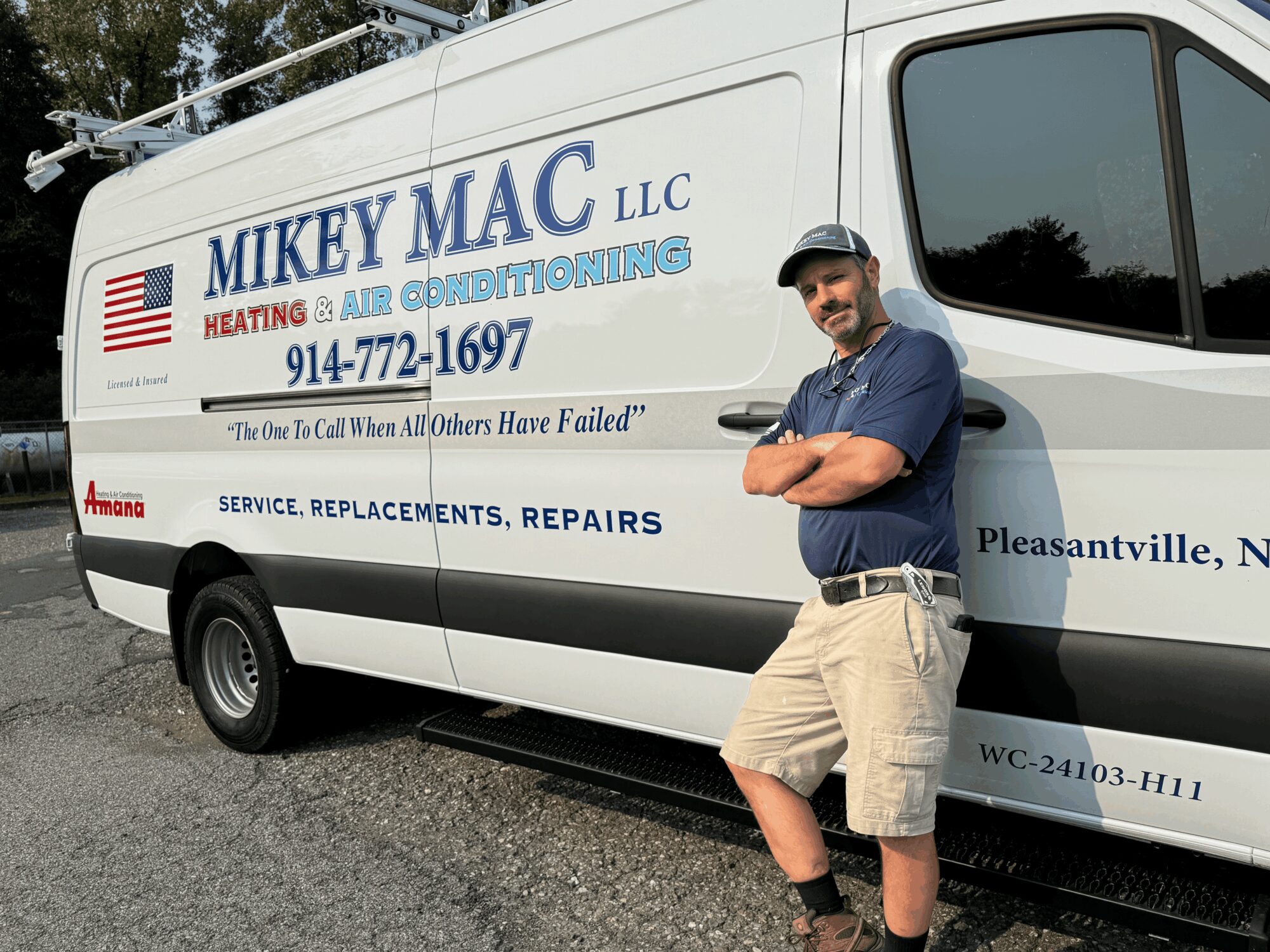 Mike beside the Mikey Mac van, Pleasantville NY